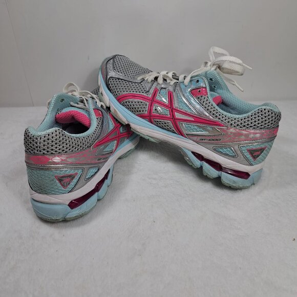 Womens Asics GT 1000 Running Shoes Sneakers T4K8N Sz 9.5 Pink Silver Gray Blue - Picture 5 of 12